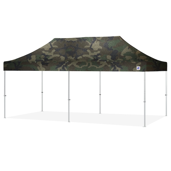 E-Z Up TAA Compliant Endeavor Shelter, 10' W x 20' L, Gray Aluminum Frame, Woodland Camo Top END3A20KMCWC - main